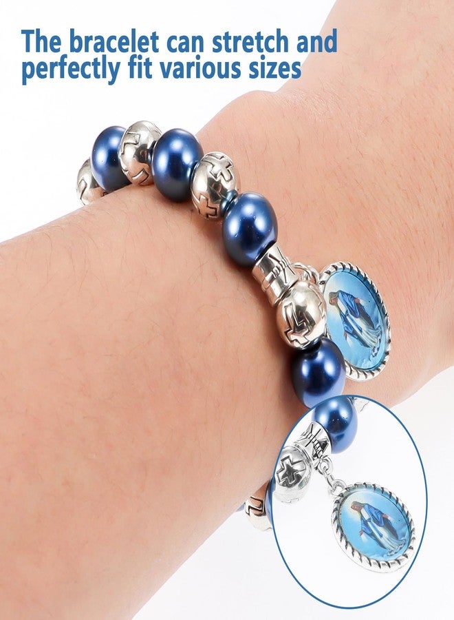 OEMOO Bead Bracelets for Women, Virgin Mary Medal String Bracelet, Rosary Strand Stretch Bracelet Religious Gifts Catholic Gifts for Women - Image 4