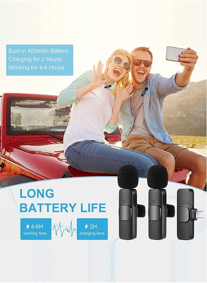 Arabest - ميكروفون لاسلكي للهاتف (USB-C)، ميكروفون لاسلكي مزدوج لتسجيل الفيديو، البث المباشر، مدونة الفيديو، يوتيوب، تيك توك، فيسبوك، تكبير - تقليل الضوضاء والتشغيل بالقابس (لا حاجة إلى تطبيق/بلوتوث) - Image 1