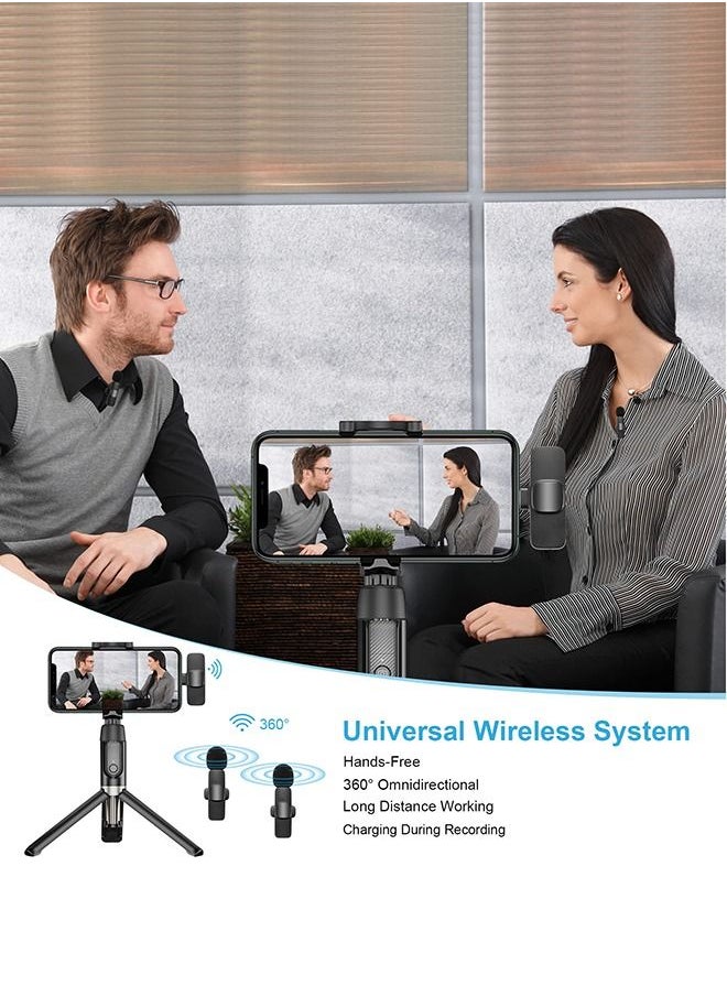Arabest - ميكروفون لاسلكي للهاتف (USB-C)، ميكروفون لاسلكي مزدوج لتسجيل الفيديو، البث المباشر، مدونة الفيديو، يوتيوب، تيك توك، فيسبوك، تكبير - تقليل الضوضاء والتشغيل بالقابس (لا حاجة إلى تطبيق/بلوتوث) - Image 1