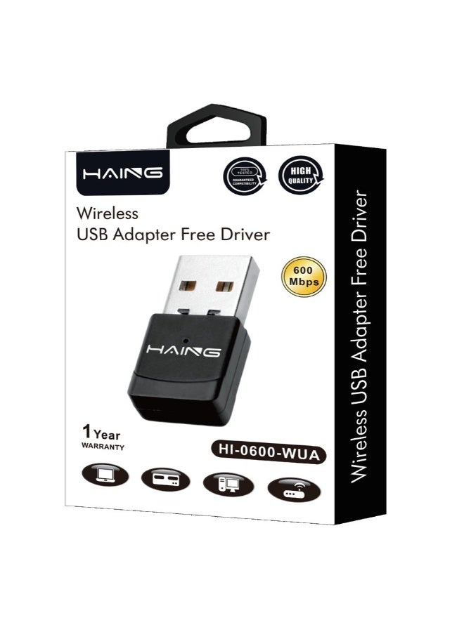 Haing Wireless USB Adapter – 600Mbps, Plug & Play, Free Driver, High-Speed WiFi Dongle - Image 2