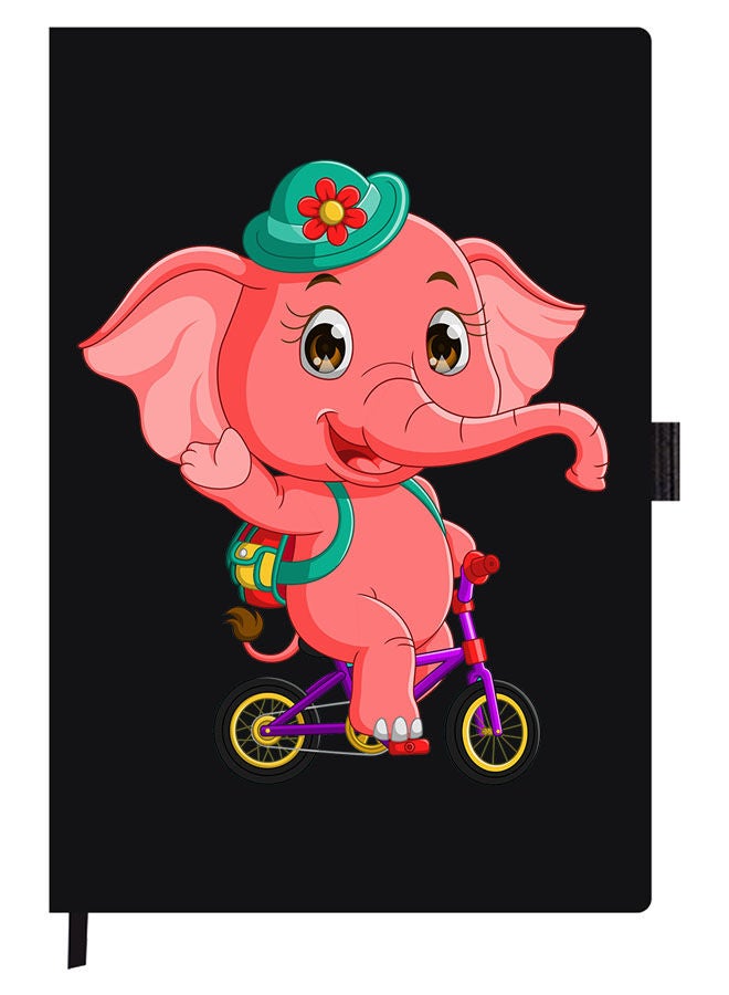 Theodor Designer A5 Thick Black Hardcover Notebook Pink Elephant - Image 1