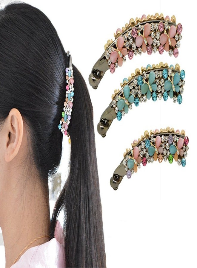 Ruihfas Crystal Rhinestone Hair Banana Clip Claw Barrette Hairpin for Women Hair Jewelry Accessories (Purple) - Image 3