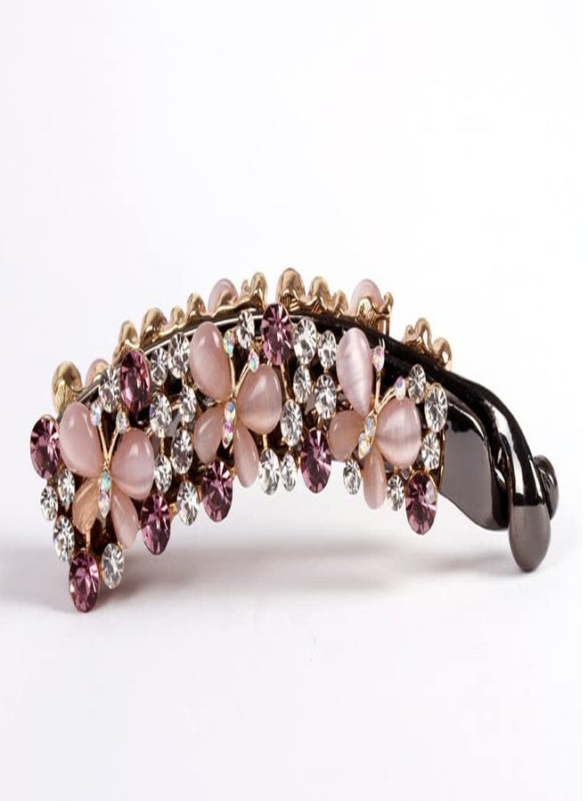 Ruihfas Crystal Rhinestone Hair Banana Clip Claw Barrette Hairpin for Women Hair Jewelry Accessories (Purple) - Image 2