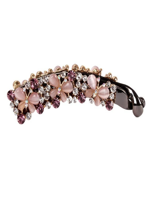 Ruihfas Crystal Rhinestone Hair Banana Clip Claw Barrette Hairpin for Women Hair Jewelry Accessories (Purple) - Image 1