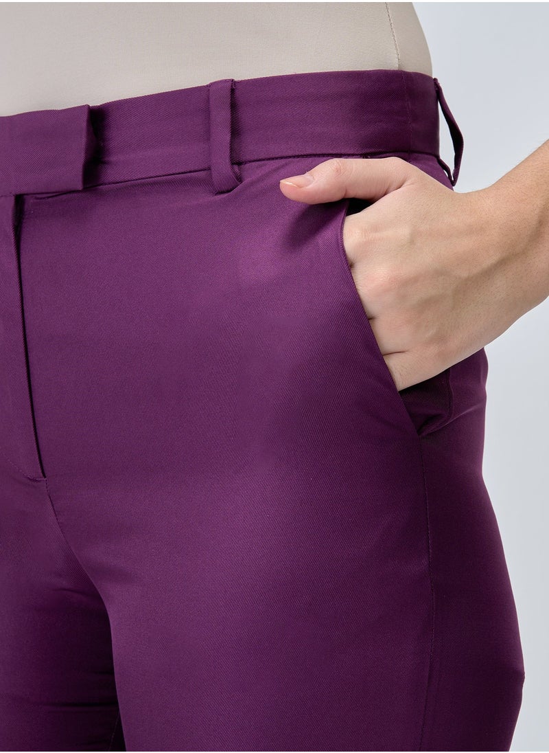 Salt Attire Women's Mid-Rise Slim Leg Pants with Fly Front Zip Closure and Slant Pockets Sleek Formal Trousers for Effortless Style and Comfort  - Image 4