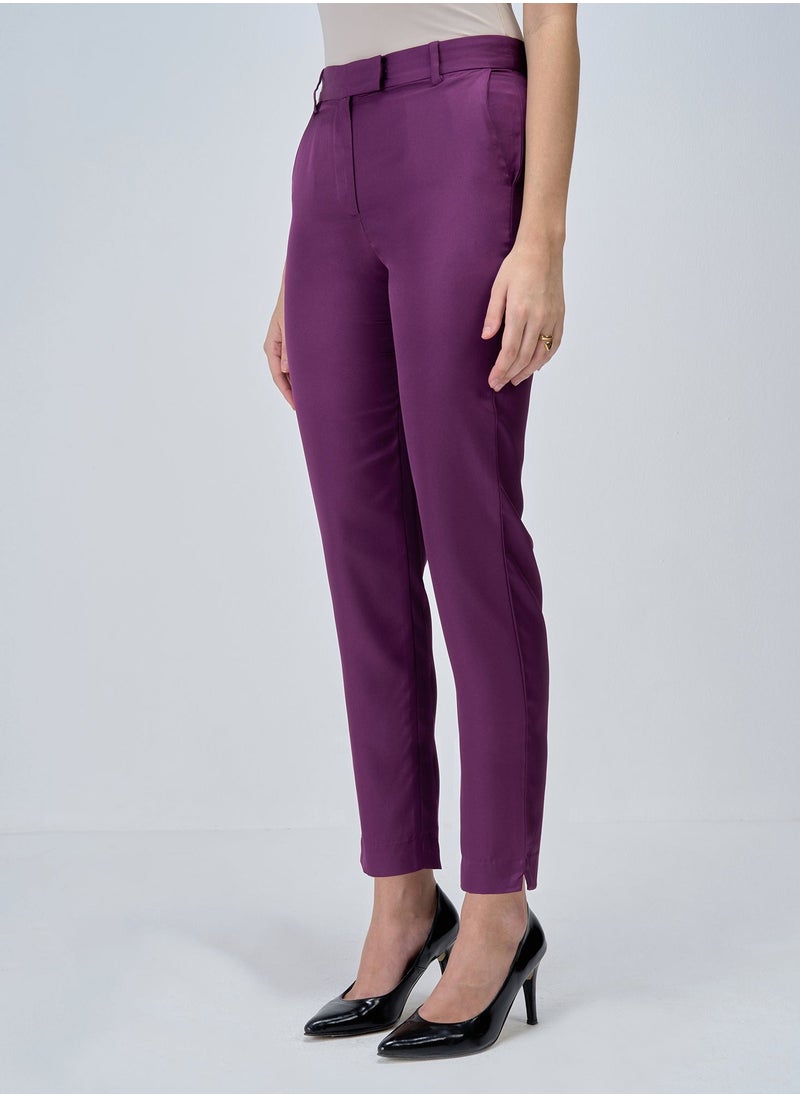 Salt Attire Women's Mid-Rise Slim Leg Pants with Fly Front Zip Closure and Slant Pockets Sleek Formal Trousers for Effortless Style and Comfort  - Image 5
