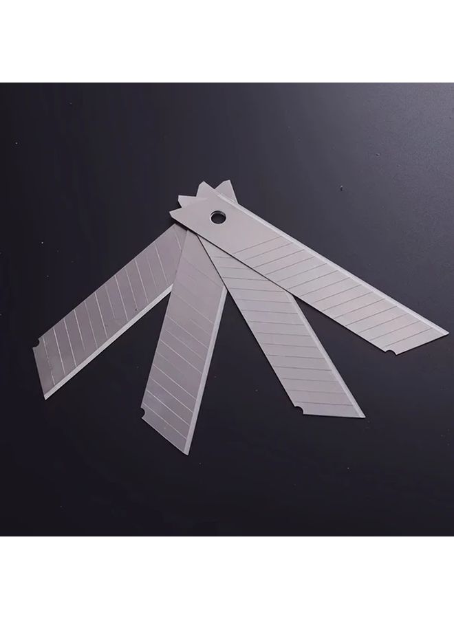 10 قطع من شفرات استبدال سكين متعددة الاستخدامات مصنوعة من الفولاذ عالي الكربون، فضية اللون، بتصميم بزاوية 60 درجة لقطع فعال للكرتون وألواح الفوم وعلب البلاستيك، مخصصة للاستخدام المهني والأعمال اليدوية. - Image 2