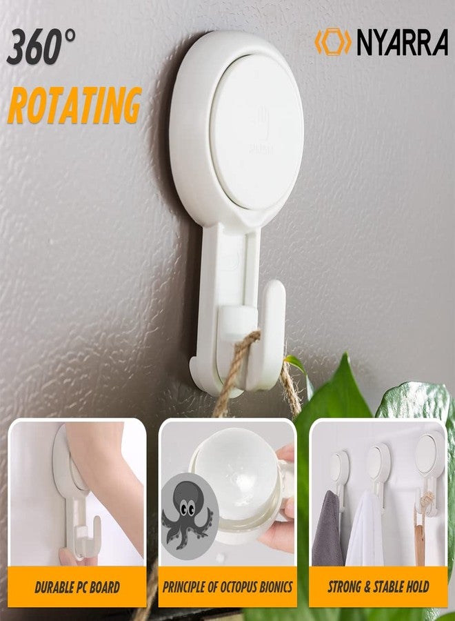 Nyarra Vacuum Suction Hooks,Wall Clips For Hanging Towel,Clothes,Kitchen Utensils,Drill-Free Installation,Removable & Reusable Wall Mounted Bathroom Hanger,Pack Of_2 (Thin Hooks [Nr-0554]) - Abs,White - Image 2