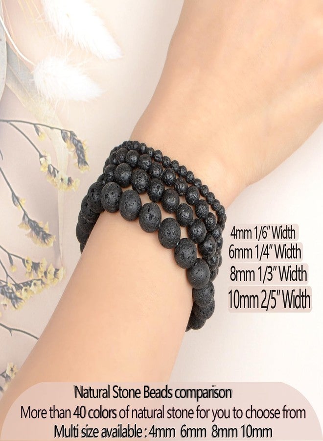 LPBeads Handmade Natural Gemstone Stretch Elastic 8mm Black Lava Bracelet Healing Crystal Round Stone Beads Jewelry Gifts for Women Men - Image 5