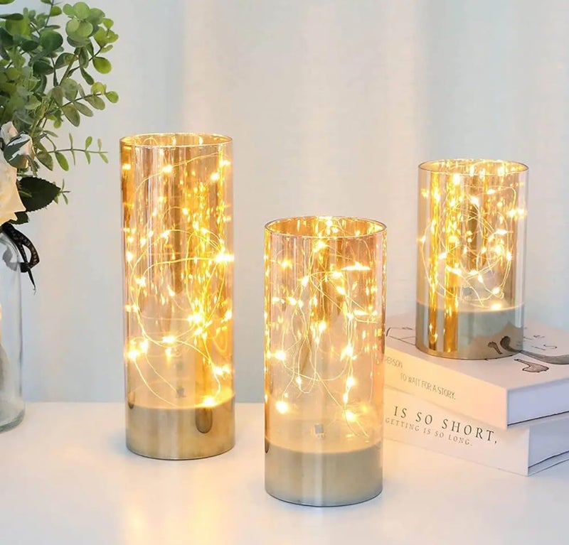 VRB Dec 3 قطع شموع عمودية أكريليك بدون لهب ودخان شموع زخرفية شمعة ضوء الشاي LED مثالية للهدايا، المنزل، ديوالي، عيد الميلاد، شمعة زخرفية، عيد ميلاد (نموذج 12) - Image 4