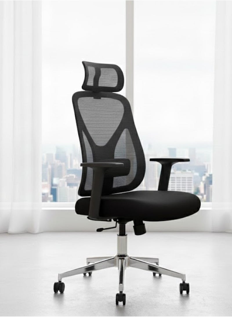 Furalux Professional Ergonomic Office Chair with Breathable Mesh Back, Adjustable Height, Head Support, Swivel Base and Comfortable Armrests for Home and Office Use - Image 1