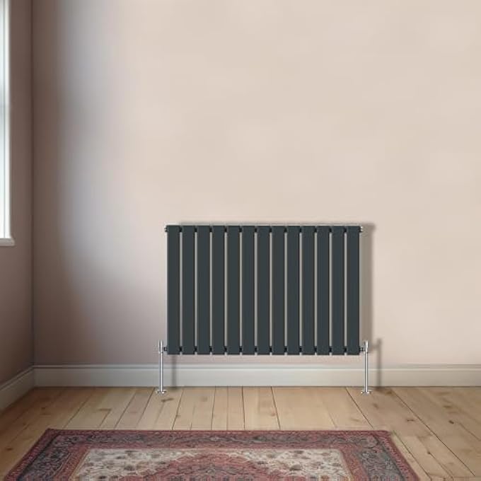 HORIZONTAL 600X884MM - SINGLE FLAT PANEL COLUMN DESIGNER BATHROOM CENTRAL HEATING RADIATOR ANTHRACITE - Image 1