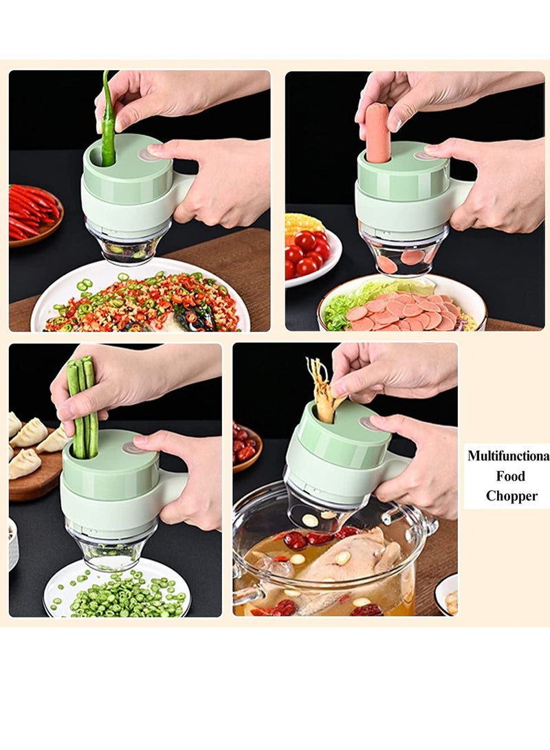 ELTRAZONE 4 in 1 Handheld Electric Vegetable Cutter Set, Portable Mini Wireless Food Processor with Brush, Gatling Vegetable Cutter Electric Garlic Chopper for Garlic Pepper Chili Onion Celery Ginger Meat - Image 5