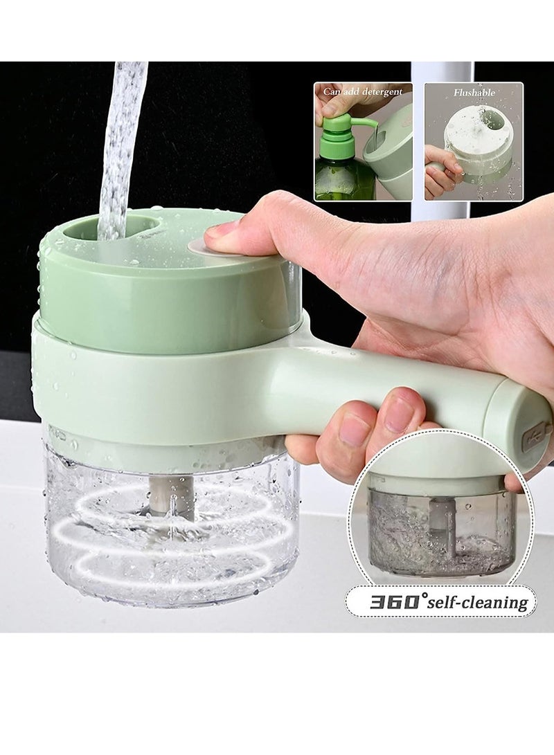 ELTRAZONE 4 in 1 Handheld Electric Vegetable Cutter Set, Portable Mini Wireless Food Processor with Brush, Gatling Vegetable Cutter Electric Garlic Chopper for Garlic Pepper Chili Onion Celery Ginger Meat - Image 4