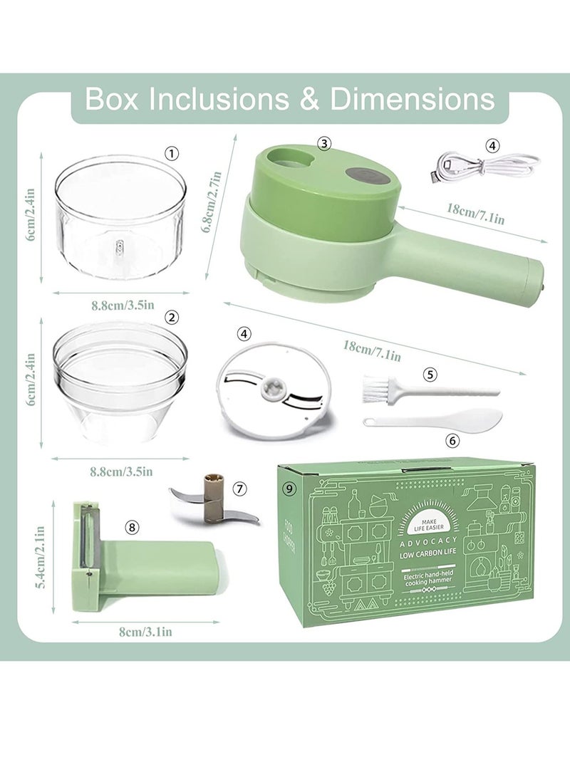 ELTRAZONE 4 in 1 Handheld Electric Vegetable Cutter Set, Portable Mini Wireless Food Processor with Brush, Gatling Vegetable Cutter Electric Garlic Chopper for Garlic Pepper Chili Onion Celery Ginger Meat - Image 2