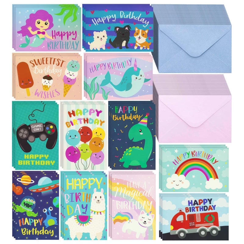 Pipilo Press Kids Happy Birthday Cards with Envelopes 4 x 6 in 36 Pack