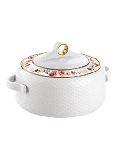 NAYASA Coral Hotpot Stainless Steel Insulated Casserole Food Container with Comfortable Handles White 1500ml 