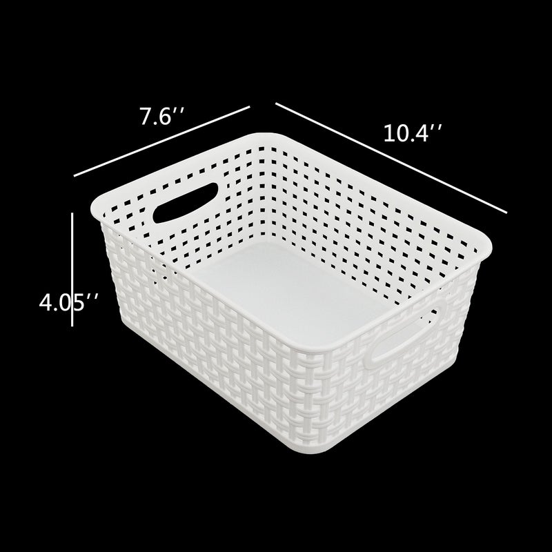 Eagrye 6-Pack 10.4-Inch X 7.6-Inch X 4.05-Inch Plastic Storage Basket  Woven Basket Bin - Image 2
