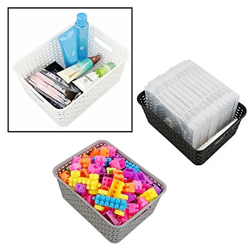 Eagrye 6-Pack 10.4-Inch X 7.6-Inch X 4.05-Inch Plastic Storage Basket  Woven Basket Bin - Image 3