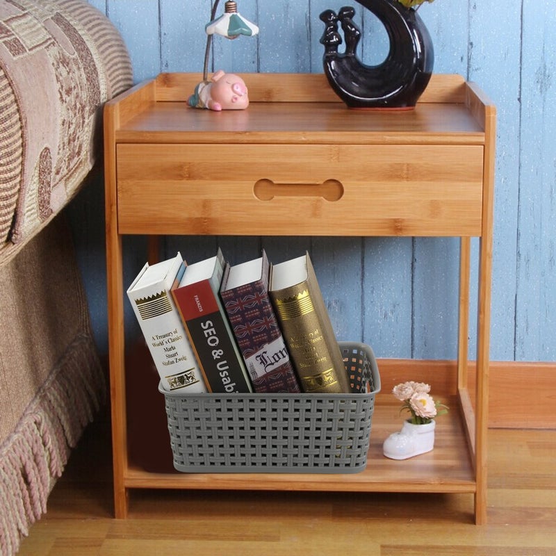 Eagrye 6-Pack 10.4-Inch X 7.6-Inch X 4.05-Inch Plastic Storage Basket  Woven Basket Bin - Image 4