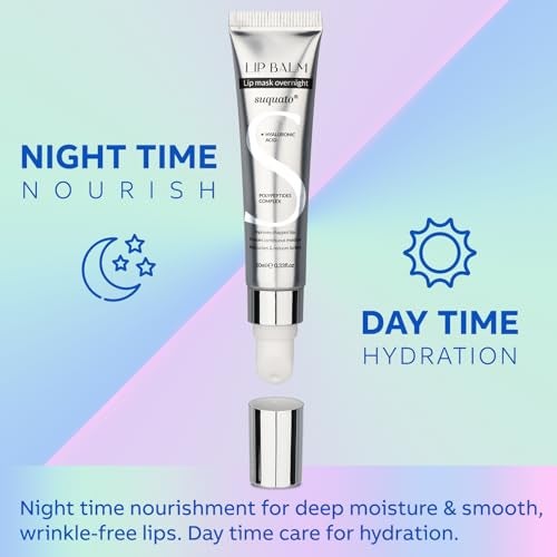 suquato Peptide Lip Treatment Butter Balm: Mini Plumping Gloss Set for Dry Care, With Hyaluronic Acid and Mask Overnight for Glowy Skin, Travel Size Night Hydrating Balm - Image 5