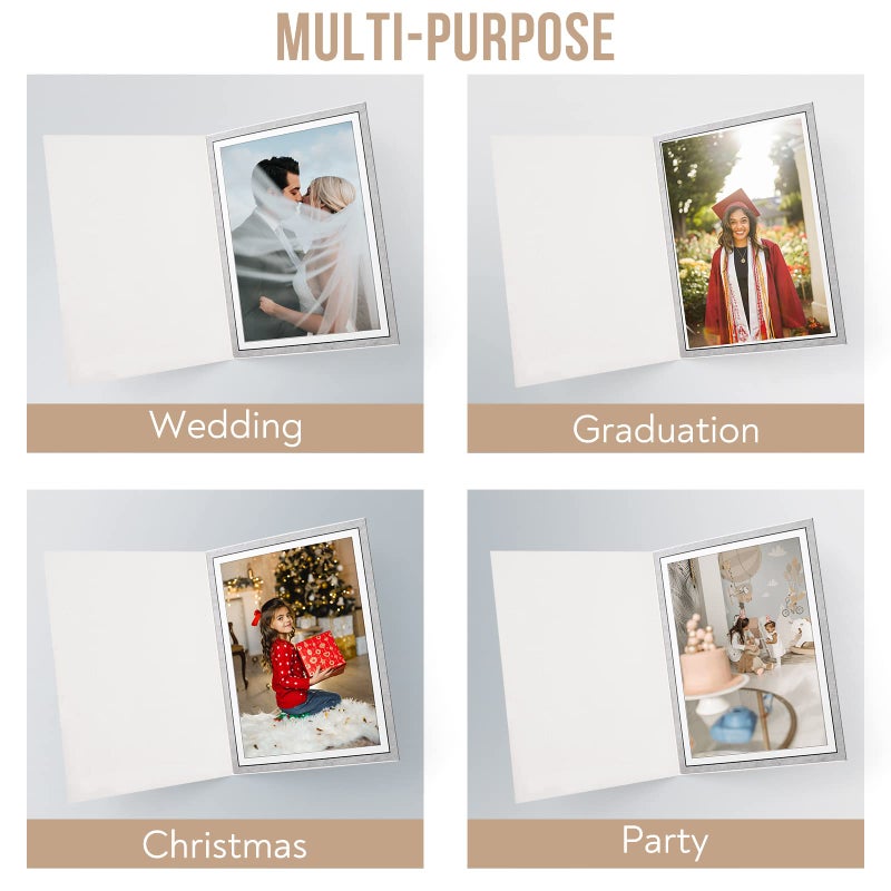 Golden State Art Golden State Art  Pack of 50  5x7 Photo Folders  Cardboard Picture Frame  Paper Frame Cards  Greetings/Invitation Special Events: Graduation  Christmas  Wedding (Grey) - Image 5