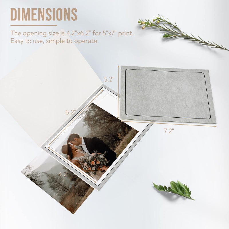 Golden State Art Golden State Art  Pack of 50  5x7 Photo Folders  Cardboard Picture Frame  Paper Frame Cards  Greetings/Invitation Special Events: Graduation  Christmas  Wedding (Grey) - Image 2