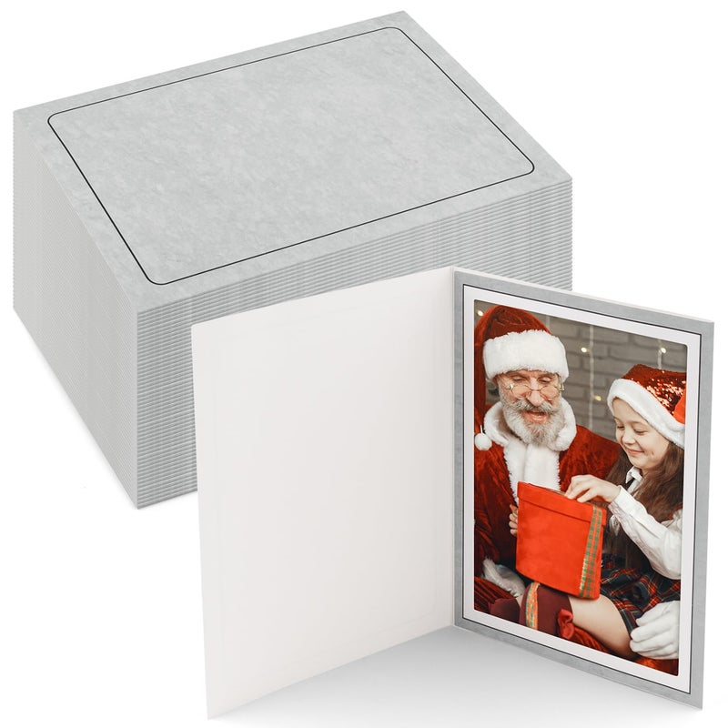 Golden State Art Golden State Art  Pack of 50  5x7 Photo Folders  Cardboard Picture Frame  Paper Frame Cards  Greetings/Invitation Special Events: Graduation  Christmas  Wedding (Grey) - Image 1