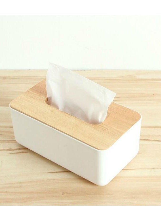 Generic Multifunction Tissue Box Cover Desktop Decor Organizer Tissue l Makeup Storage Office Supplies Packing Box, White  - Image 3
