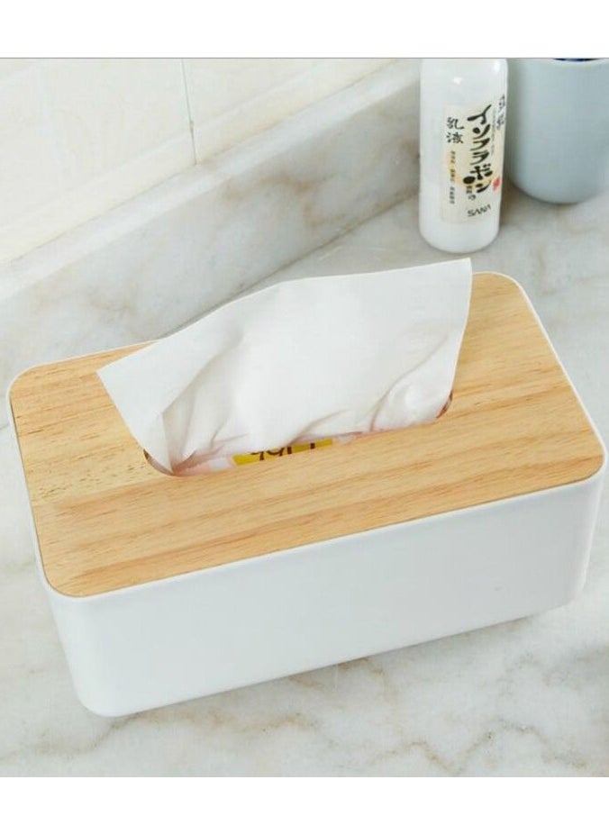 Generic Multifunction Tissue Box Cover Desktop Decor Organizer Tissue l Makeup Storage Office Supplies Packing Box, White  - Image 2