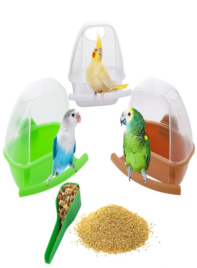 DQITJ 3 Pcs Small Bird Slot Feeder No Mess Cage Hanging Feeder Cup Plastic Food Feeding Box for Parakeet Budgies Cockatiel Lovebird Small Birds - Image 1