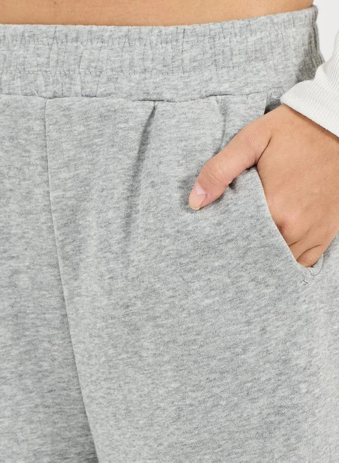 Styli Solid Wide Leg Joggers with Elasticated Waistband