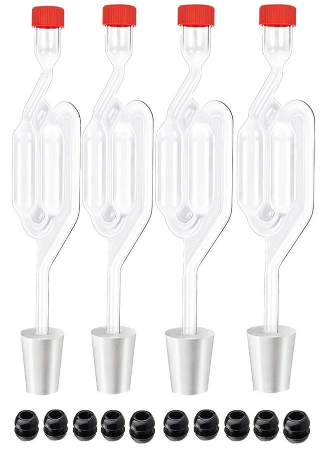 Zazolyne 4PACK Twin Bubble Airlock Set, Fermentation Airlock,Brewing Airlocks Brew Kits Airlocks for Fermenting with 4 Stoppers + 10 Grommets - Image 1