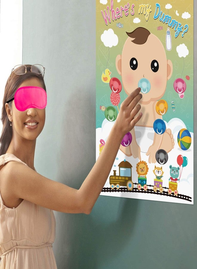 Fepito Baby Shower Party Games - Pin The Dummy On The Baby Game with 24pc Pacifier Stickers - Image 4
