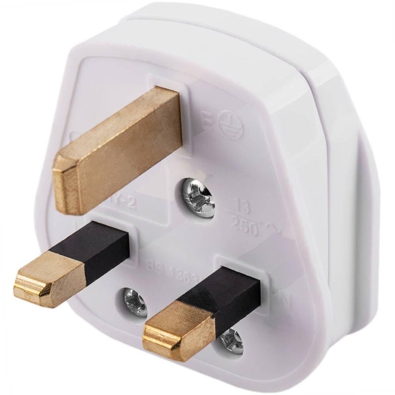 MX 3 Pin AC Electrical Power Wiring Male Fused Plug Socket Detachable Extension Cord Connector Adapter Rewireable for UK Plug 13A 250V White (Pack of 1) - Image 1