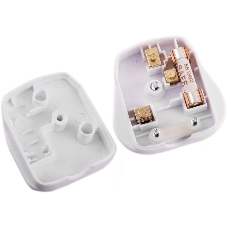 MX 3 Pin AC Electrical Power Wiring Male Fused Plug Socket Detachable Extension Cord Connector Adapter Rewireable for UK Plug 13A 250V White (Pack of 1) - Image 4
