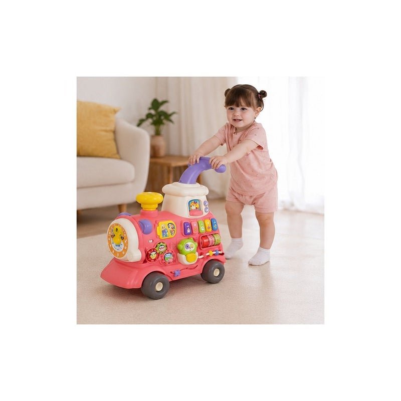 PLAYGO Baby Walker Train Toy for Toddlers, Multifunctional Ride-On and Push Walker, Pink - Image 4