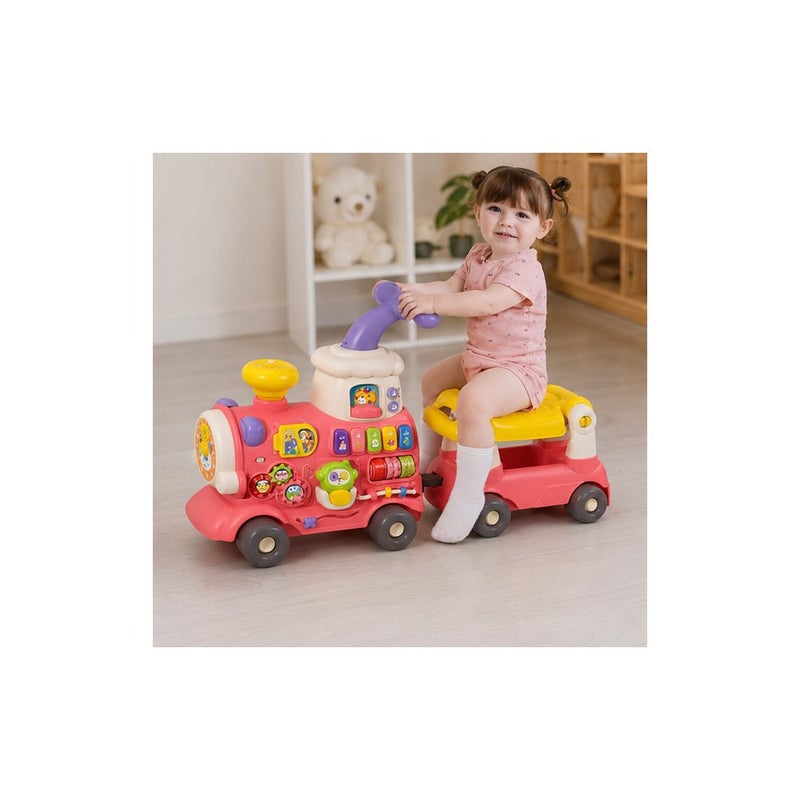 PLAYGO Baby Walker Train Toy for Toddlers, Multifunctional Ride-On and Push Walker, Pink - Image 3