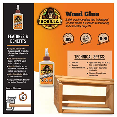 Gorilla Wood Glue, Natural Wood Color, 4 Ounce Bottle (Pack of 2) - Water Resistant for Indoor or Outdoor Projects and Repairs - Image 3