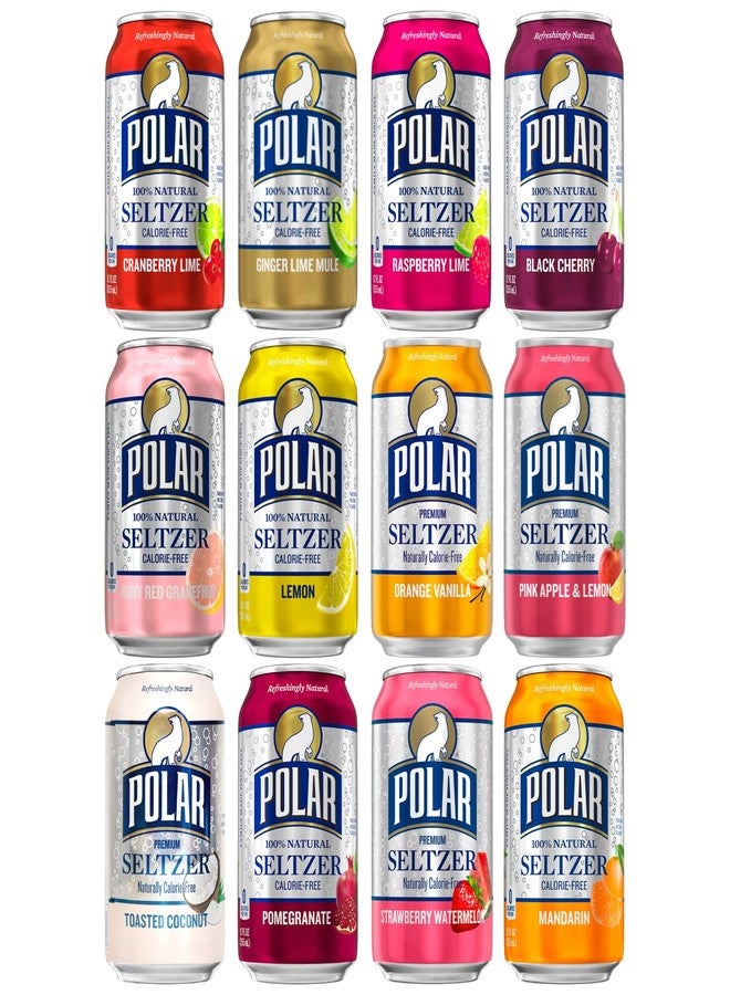 Polar Seltzer Water, 12 Flavor Assorted, 12 fl oz cans, 12 pack - Image 1