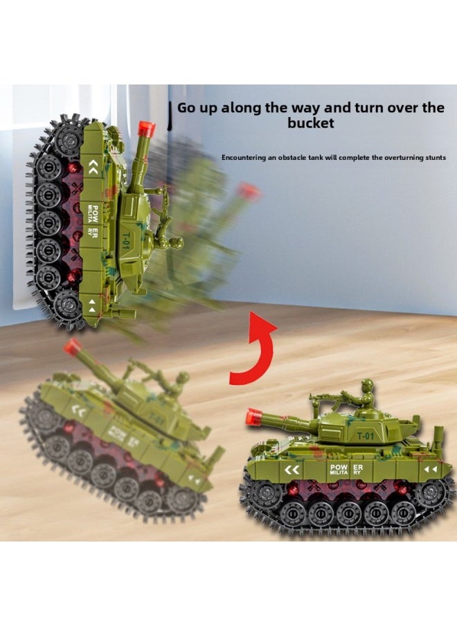 Electric Toy Sound And Light Tank Model Music Light Tumbling Tank Car Children Boy Toy Stall Wholesale-Color:Camouflage Green Tank Toy 9806A  - Image 4