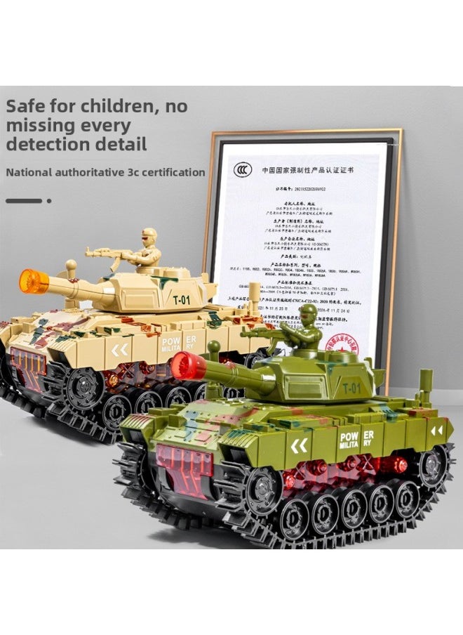 Electric Toy Sound And Light Tank Model Music Light Tumbling Tank Car Children Boy Toy Stall Wholesale-Color:Camouflage Green Tank Toy 9806A  - Image 5