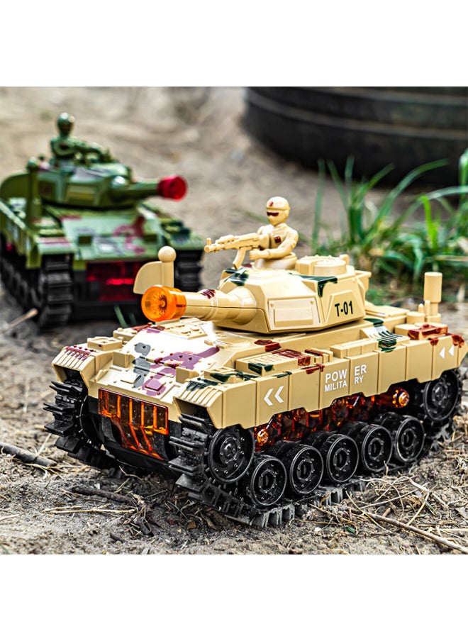 Electric Toy Sound And Light Tank Model Music Light Tumbling Tank Car Children Boy Toy Stall Wholesale-Color:Camouflage Green Tank Toy 9806A  - Image 2