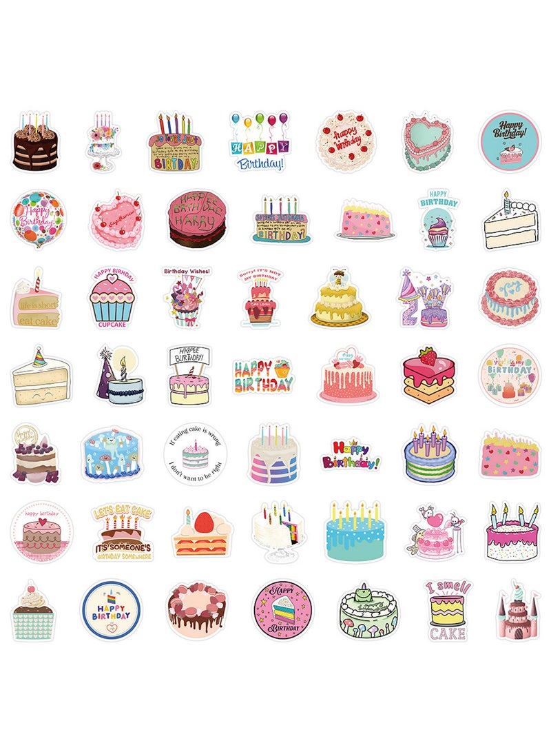 Happy Birthday Cake Stickers 100 Pcs Pink Birthday Party Cake Stickers Waterproof Decals for Decoration Planner Phone Case Scrapbook Coffee Journals Decoration - Image 3