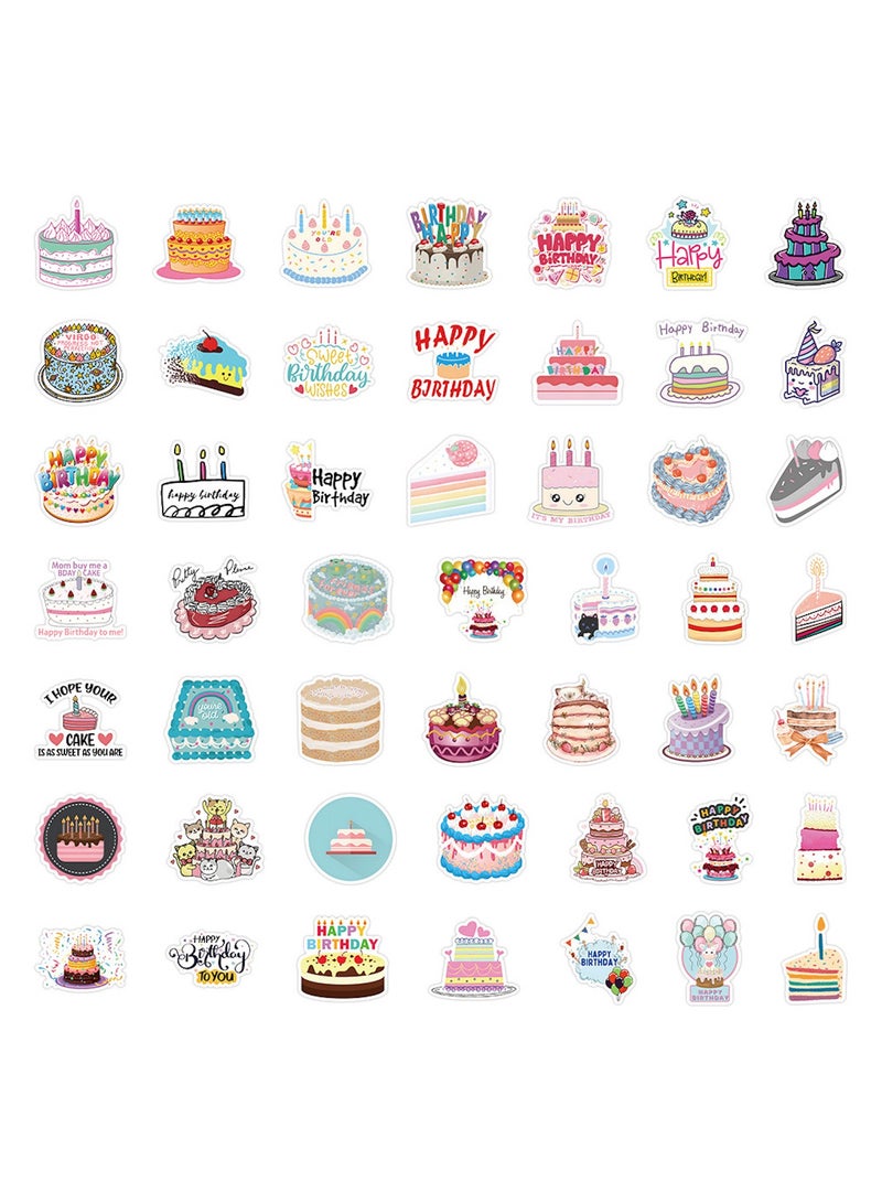 Happy Birthday Cake Stickers 100 Pcs Pink Birthday Party Cake Stickers Waterproof Decals for Decoration Planner Phone Case Scrapbook Coffee Journals Decoration - Image 2