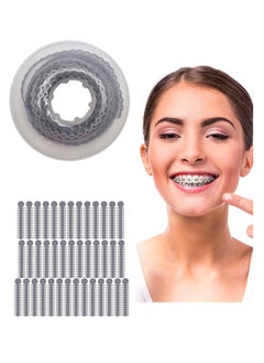 Apustim 40 Dental Orthodontic Ligatures Plus 1 Plate Of 2.28m Orthodontic Braces Rubber Chain Set，Dental Braces Rubber Orthodontic Ligature Ring，Elastic Super Strong Rubber Chain（Short，Grey）  - Image 1