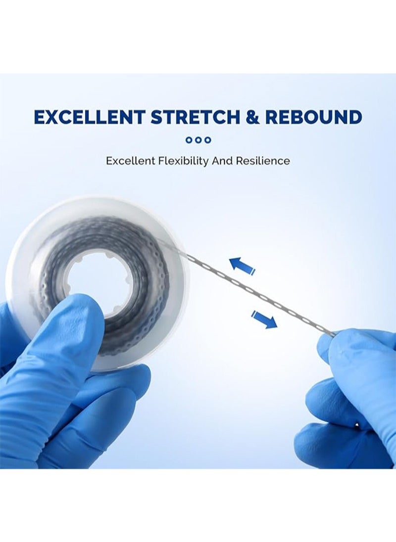 Apustim 40 Dental Orthodontic Ligatures Plus 1 Plate Of 2.28m Orthodontic Braces Rubber Chain Set，Dental Braces Rubber Orthodontic Ligature Ring，Elastic Super Strong Rubber Chain（Short，Grey）  - Image 5