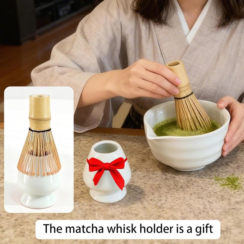 Zuvianel Matcha Bowl with Spout Ceramic Chawan Mixing Bowl 18 oz (White - Image 2