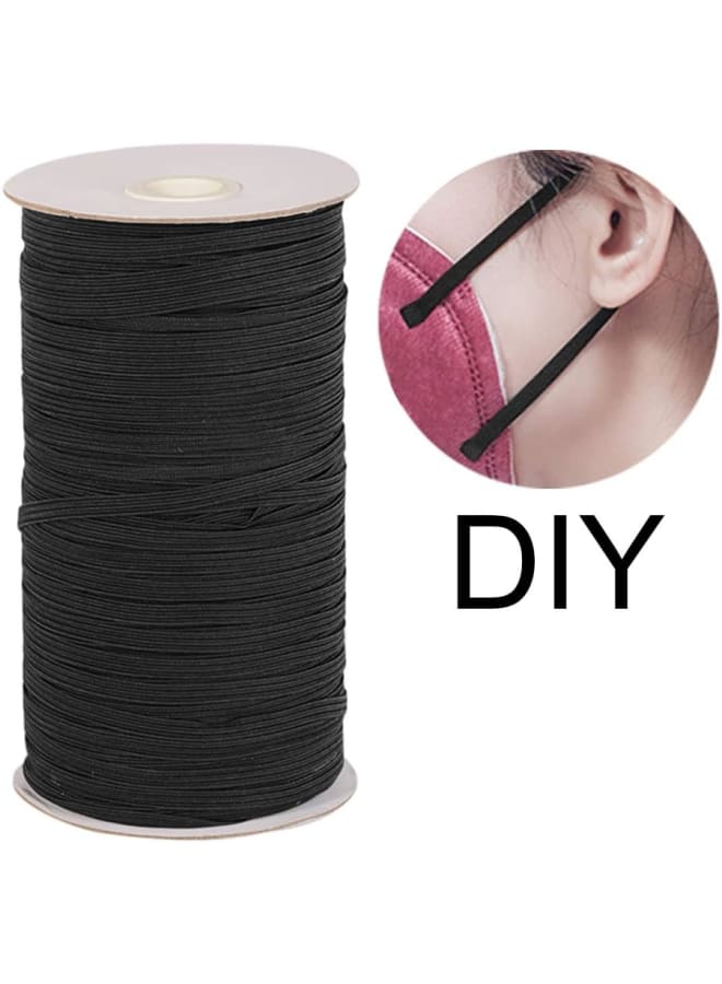 Flat Elastic Cord Earloop White/Black Stretch Strap Cord Roll for Sewing and Crafting Rope Rubber Belt Pants Flat Elastic Band Stretchy Ear Tie Rope Handmade String for Sewing,1/8-Inch (3mm) - Image 3