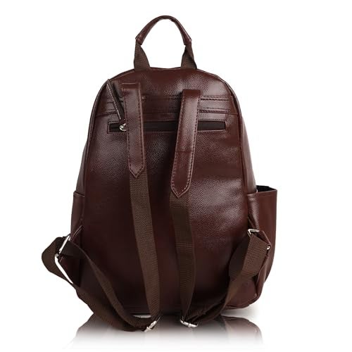 Half Moon Stylish Anti-Theft Leather 22 Litres Backpack Shoulder Bags For Women And Teens Girls | Everyday Use | Office | College |Travel|Work|Birthday Gifts For Wife | Sisters Mother (Coffee Brown) - Image 3